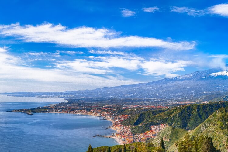 Villa Comunale taormina panorama della costa