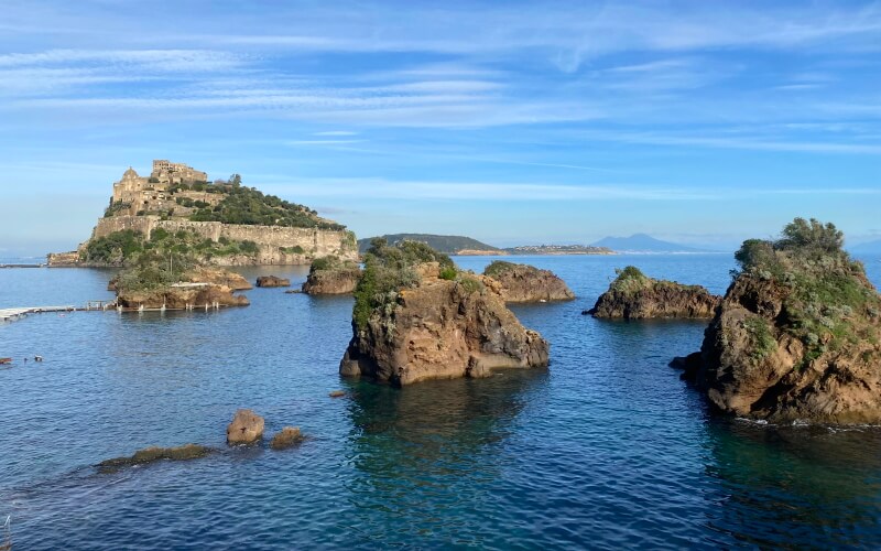 Aragonese Castle and rocks of Sant'Anna in Ischia