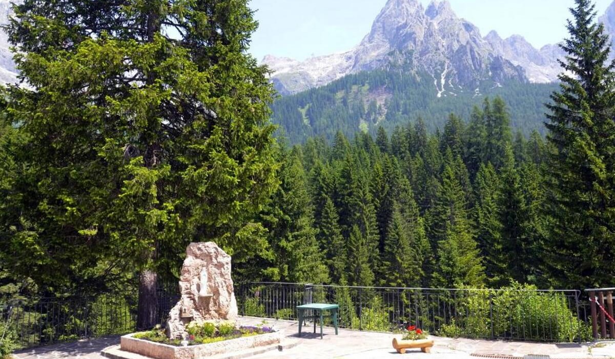 Hotel Fratazza - Bosco di abeti e Dolomiti sullo sfondo