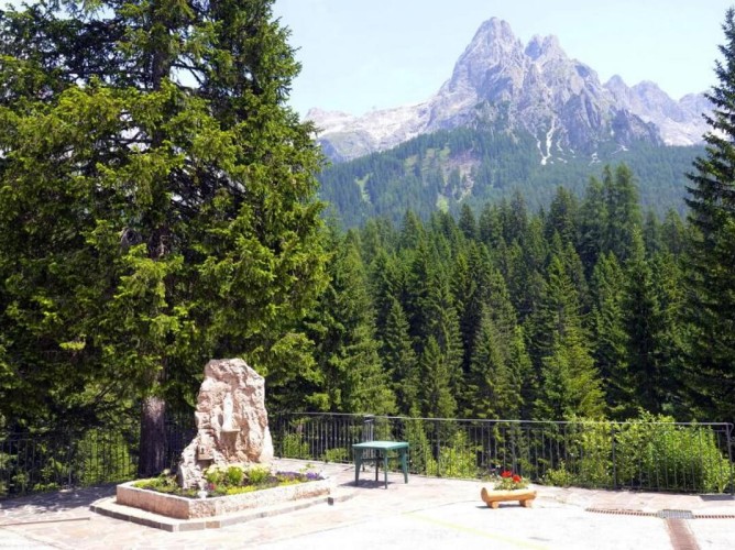 Hotel Fratazza - Bosco di abeti e Dolomiti sullo sfondo