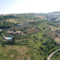Veduta dal drone della collina di Silvi in evidenza la struttura con gli ulivi centenari