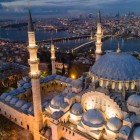 Foto aerea della Moschea di Suleymaniye a Fatih, Istanbul, Turchia