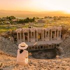 Veduta del Anfiteatro di Hierapolis a Pamukkale in Turchia