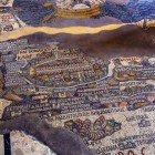 Fantastico mosaico rappresentante la mappa di Gerusalemme, Palestina, Giordania e Isdraele