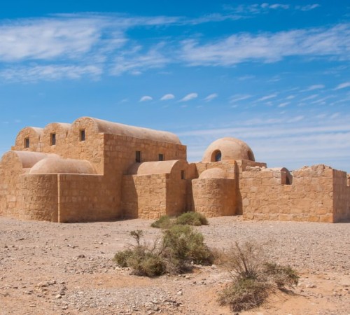Castello di Qasr Amra nel deserto in Giordania, costruito nel VIII secolo dal califfo omayyade Walid II