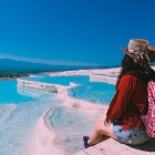 Panorama dalle piscine termali di Pammukale in Turchia