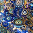 Vendita di amuleti portafortuna al Gran Bazar di Istanbul, tra simboli tradizionali e oggetti artigianali che proteggono e affascinano.