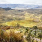 Veduta dal sentiero verso il Rumiñahui, nel Parco Nazionale Cotopaxi in Ecuador, tra paesaggi andini spettacolari e viste sul maestoso vulcano innevato.