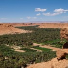 I palmeti della valle di Ziz si estendono lungo il fiume, tra oasi verdi e villaggi tradizionali immersi nel paesaggio desertico del Marocco.