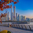 Panoramica mozzafiato di Shanghai con la sua iconica torre televisiva che domina lo skyline, simbolo della modernità e dinamismo della città.