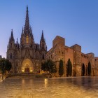 Pla de la Seu offre una delle viste più suggestive del Barri Gòtic: la Cattedrale della Santa Croce e Sant’Eulalia domina la piazza con facciata neogotica, guglie e mura medievali.